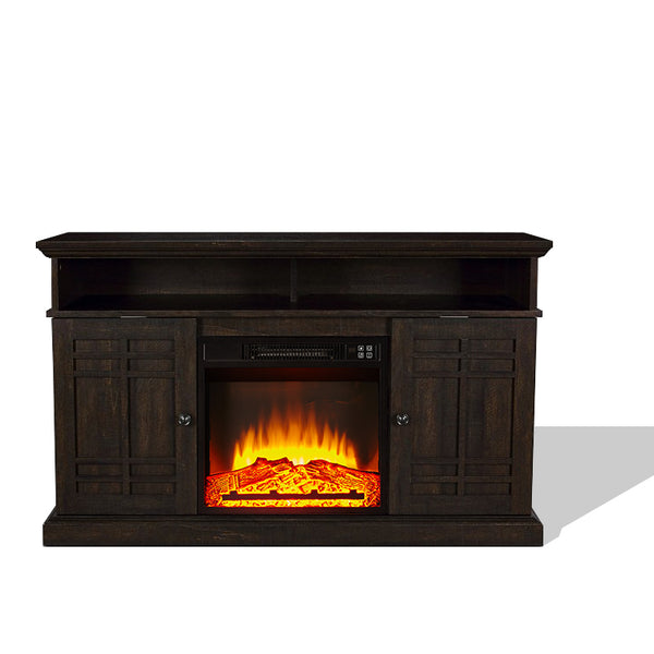 DEMO ONLY Dark Brown Finish 2 Door Fireplace Media Console
