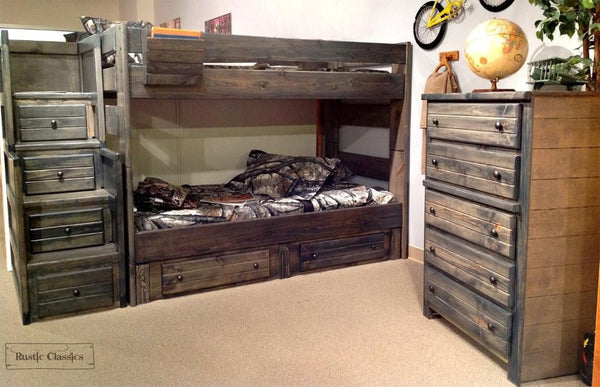 DEMO ONLY Rustic Gray Twin Over Twin Bunk Bed