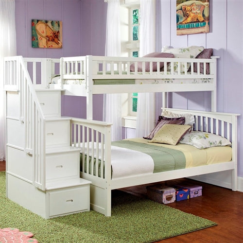 DEMO ONLY White Wood Finish Twin Over Full Bunk Bed