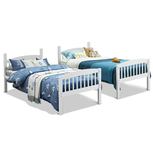 DEMO ONLY White Finish Detachable Twin Bunk Bed