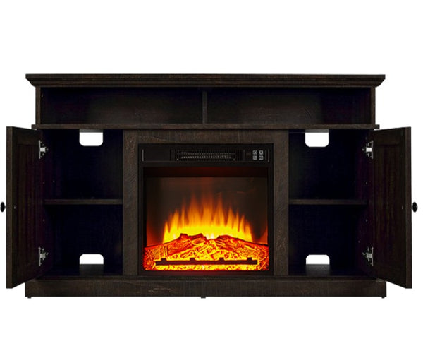 DEMO ONLY Dark Brown Finish 2 Door Fireplace Media Console