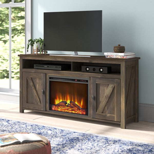 DEMO ONLY Rustic Wood Electric Fireplace